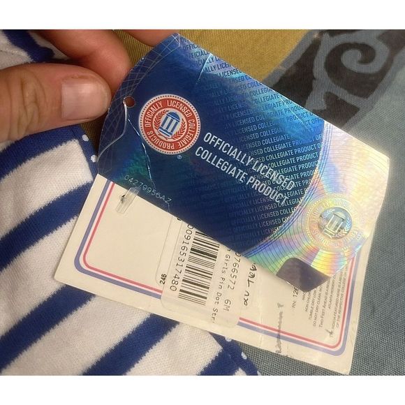 Two Feet Ahead Kansas Jayhawks Baby Infant Blue Stripes One Piece Outfit 6 Mo - Picture 6 of 6